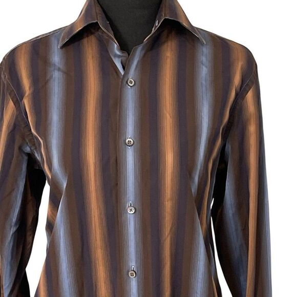 Banana Republic Men’s Blue/Brown French Cuff Dress Shirt - Picture 2 of 11